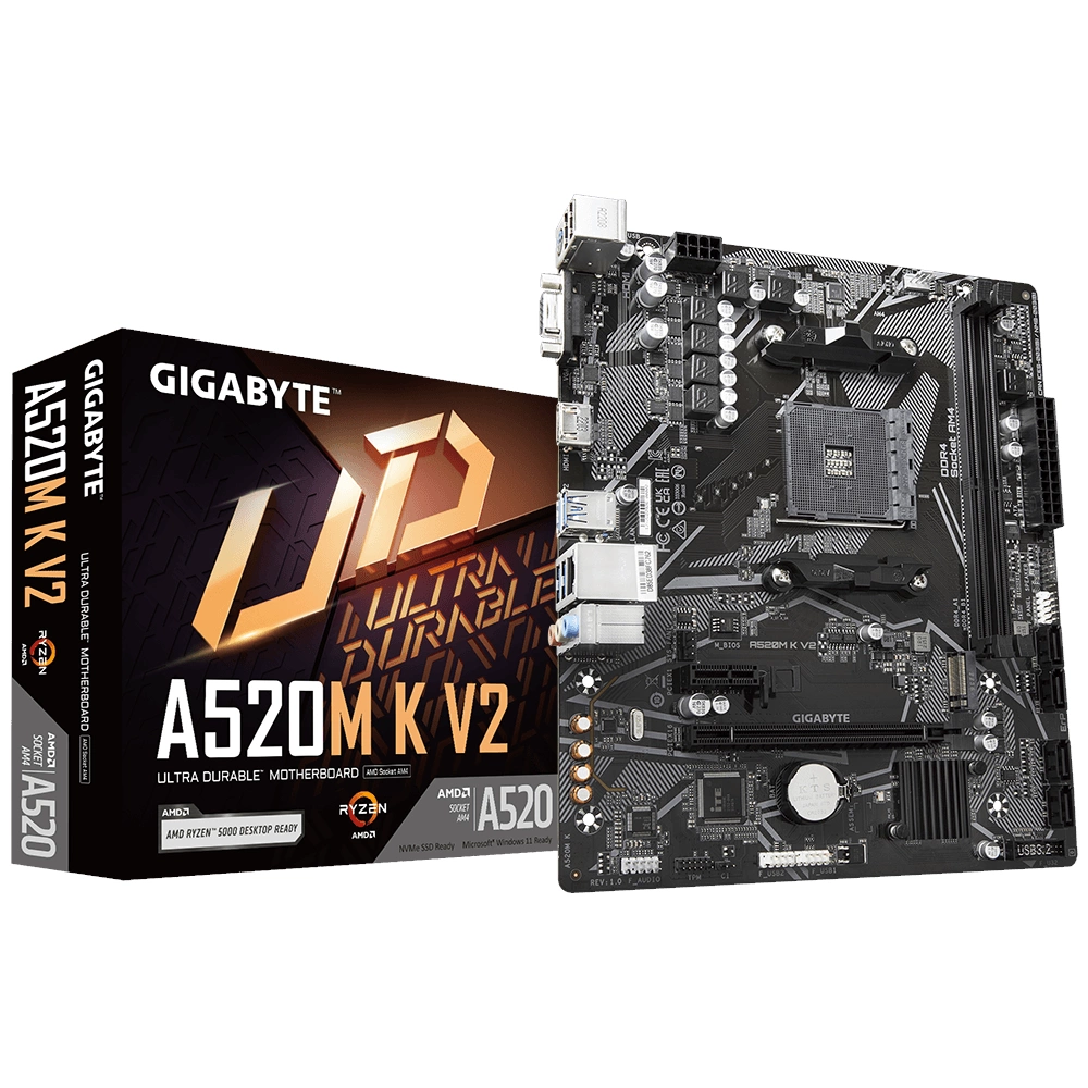 Gigabyte A520M K V2 AM4 DDR4 MATX HDMI/VGA USB3.2 SATA3 AMD Anakart