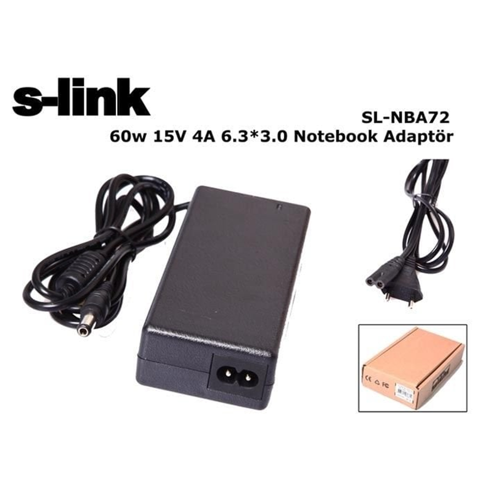 S-Link SL-NBA72 60w 15V 4A 6,3*3,0 Toshiba Notebook Adaptör