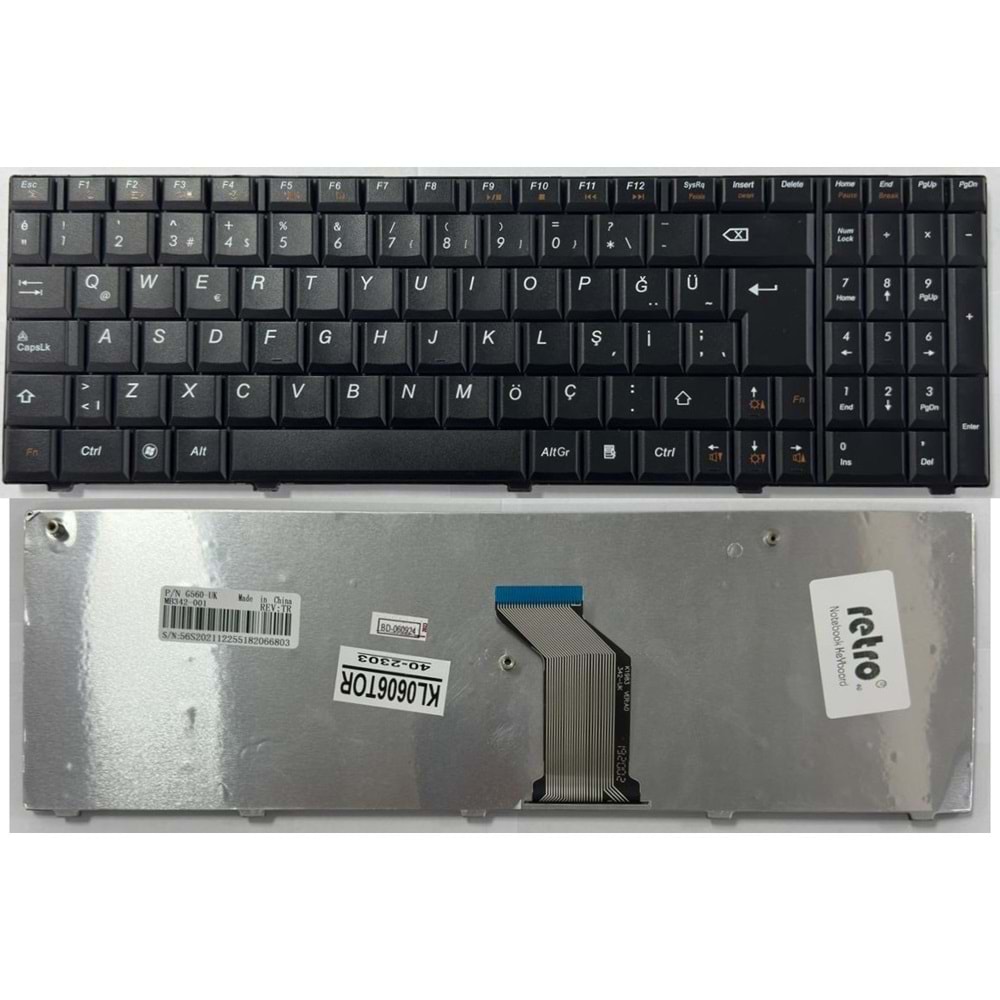 Retro NBKL606TOR Lenovo G560 Uyumlu Notebook Klavyesi
