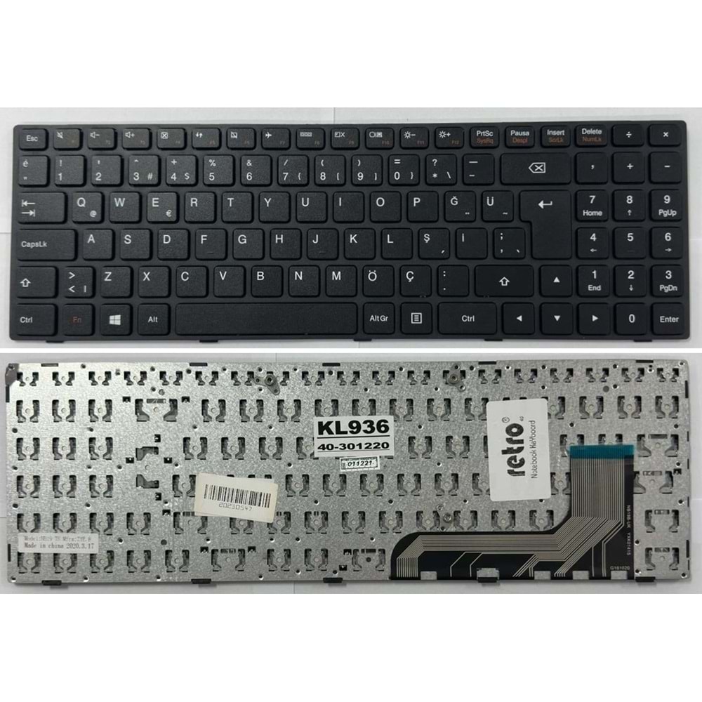 Retro NBKL936 Lenovo IdeaPad 100-15IBY Uyumlu Notebook Klavyesi