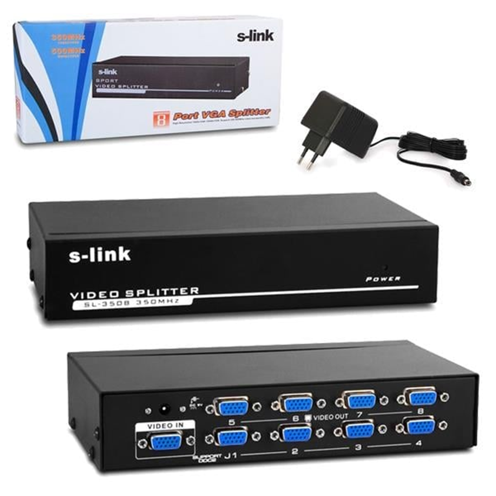 S-Link SL-3508 8 Port VGA 350Mhz Monitör Çoklayıcı
