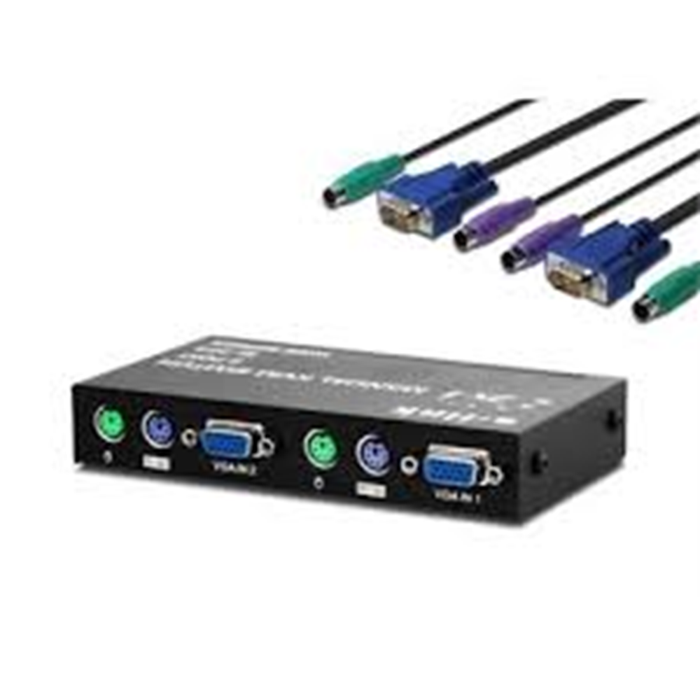 S-Link SL-325 2 Port VGA+PS2 1,8M M/M Kablolu Manuel Kvm Switch