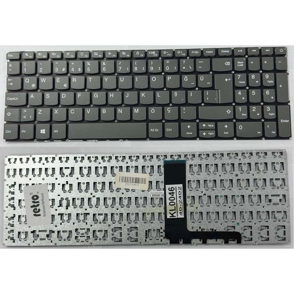 Retro NBKL046 Lenovo Ideapad 320-15ISK Uyumlu Siyah Notebook Klavyesi