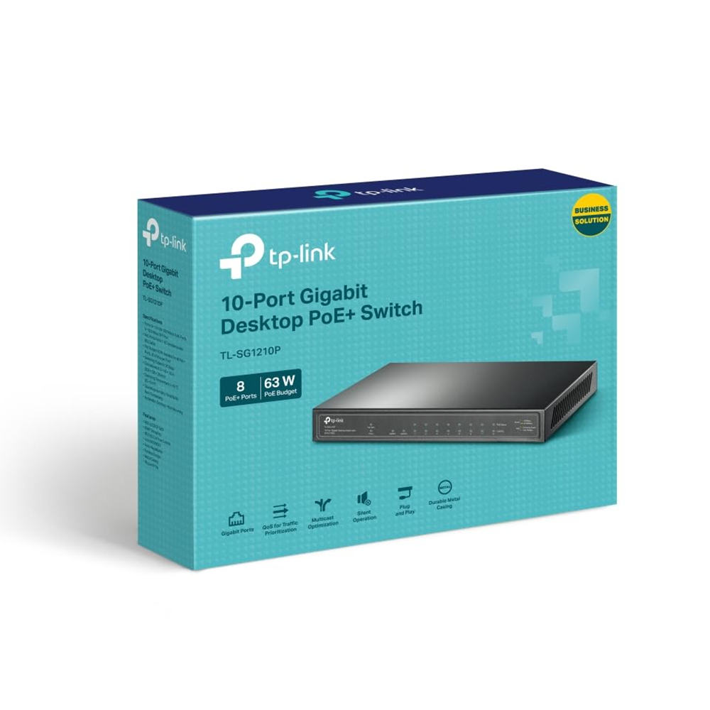 Tp-Link TL-SG1210P 10Port 10/100/1000 8Port 10/100/100 1XSFP 10/100/100 63W Çelik Kasa Yönetilemez Poe Switch