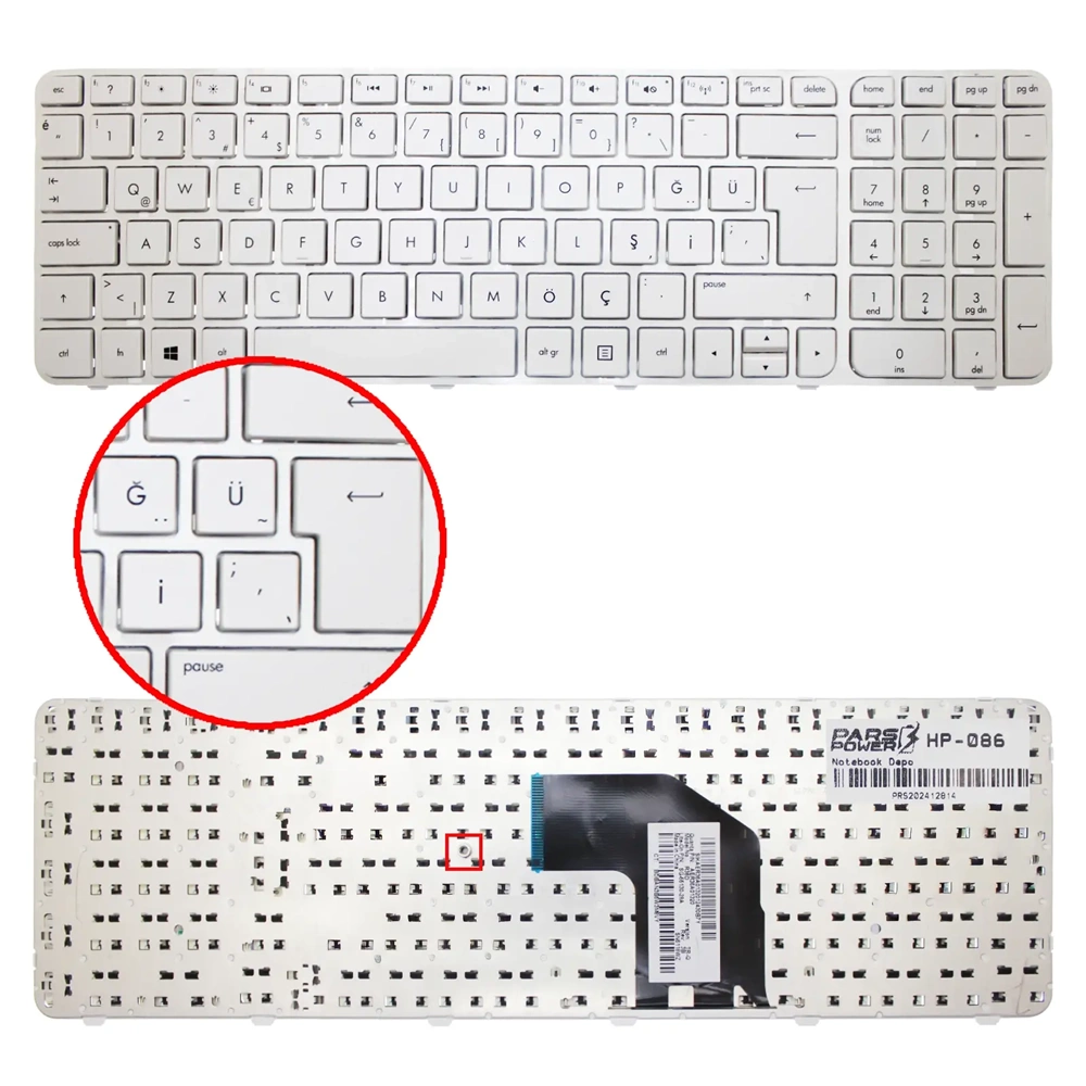 Retro NBKL207W Hp Pavilion g6-2000, g6-2100, g6-2200, g6-2300 Notebook Klavye - Tuş Takımı / Beyaz - TR
