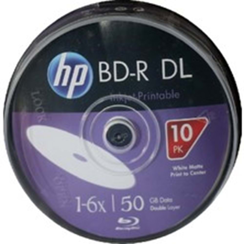 HP Blu-Ray BD-R 6X 50GB 10Lu Cake Box Prıntable Baskı Yapılabilir Blu-Ray DVD