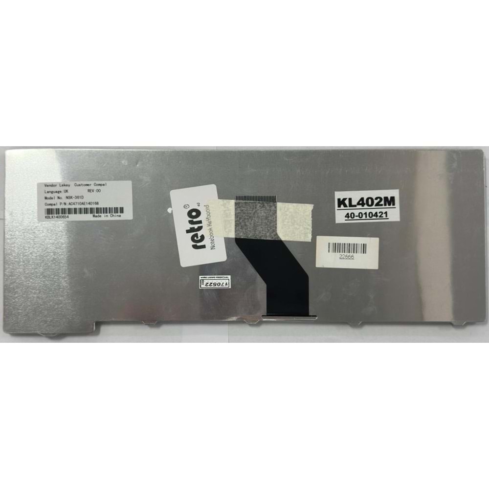 Retro NBKL402M Acer Aspire 4520, 4710 Uyumlu Notebook Klavye - Tuş Takımı / Mat - Siyah - TR