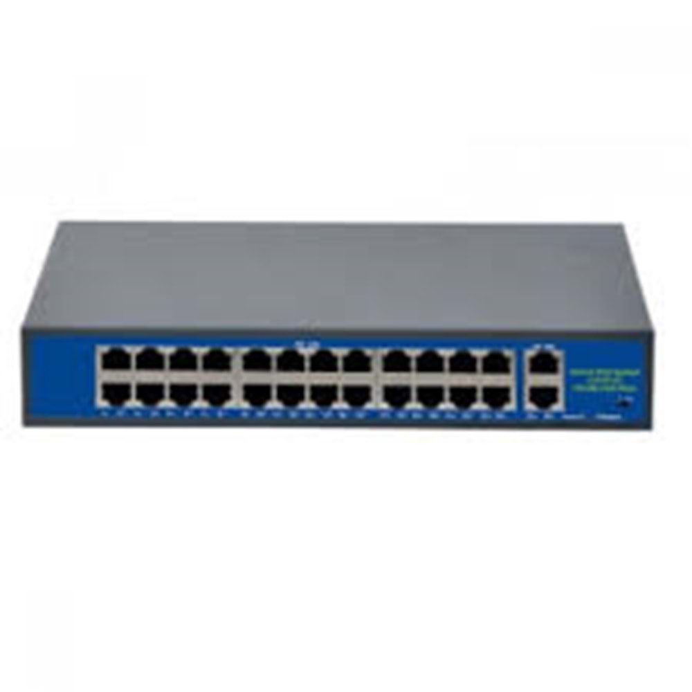 Hisource HI-F2420GBL-A 24Port PoE Switch + 2 Port 10/100/1000 Uplink 400W Switch