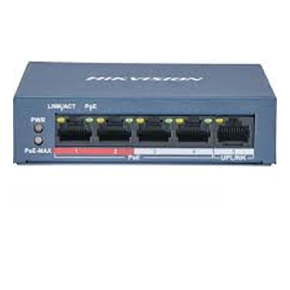 Hikvision DS-3E0105P-E/M(B) 4Port 30W 10/100 Yönetilemez PoE Switch