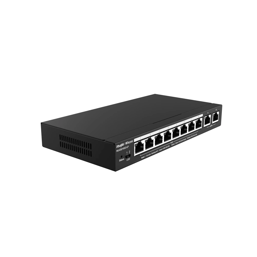 Ruijie Reyee RG-ES210GC-LP 10 Portlu 8Port Poe 10/100/1000 70W Yönetilebilir Gigabit Poe Switch