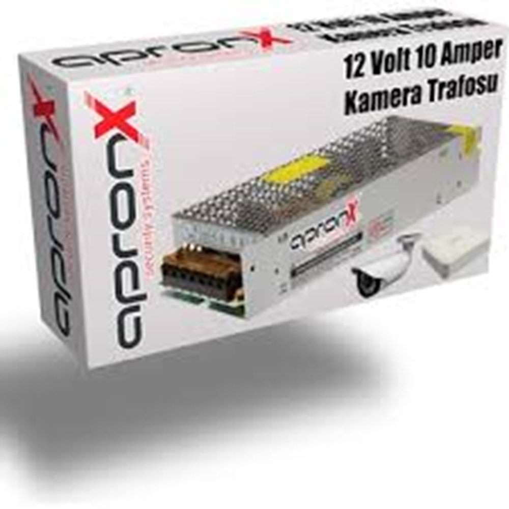 Apronx APX-1210A 12V 10A Metal Kamera Güç Adaptörü