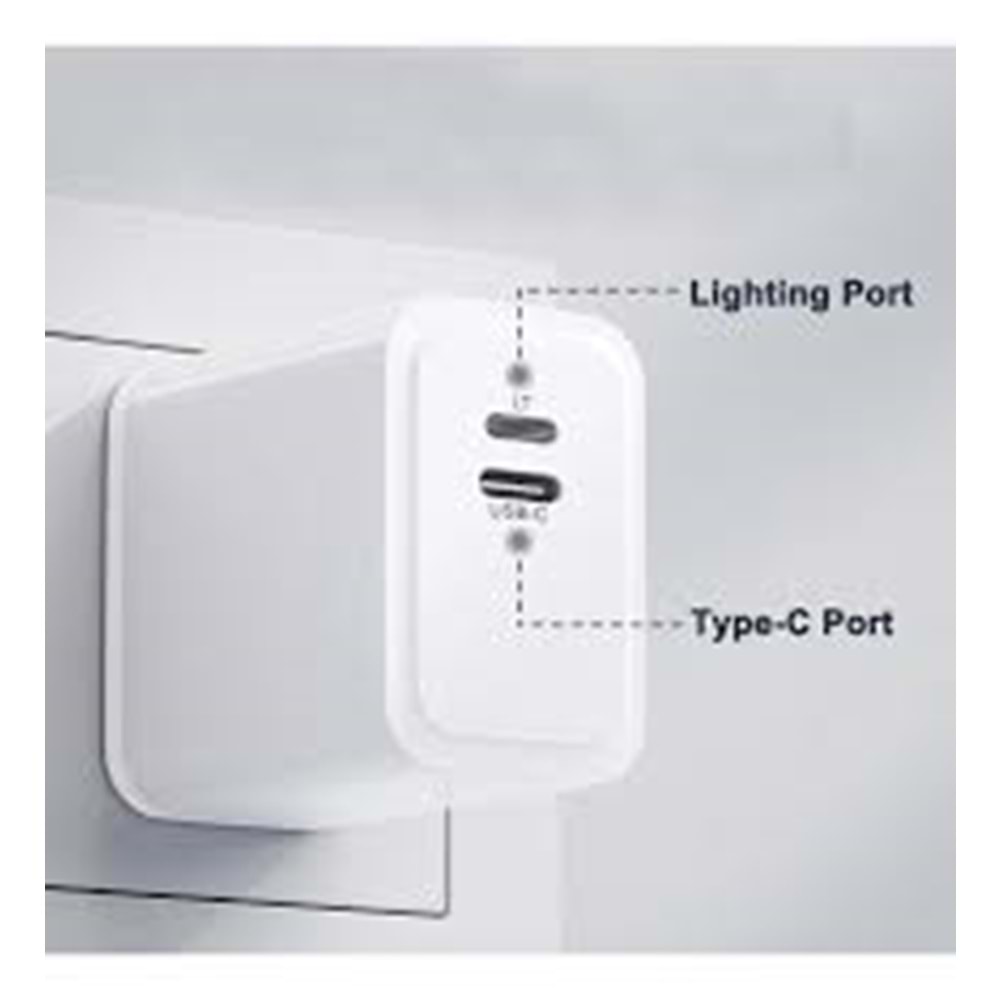 Sprange PLT-27 USB-L/USB-C 18W-27W Type-C-Lightning Kablo Dahil Şarj Adaptörü