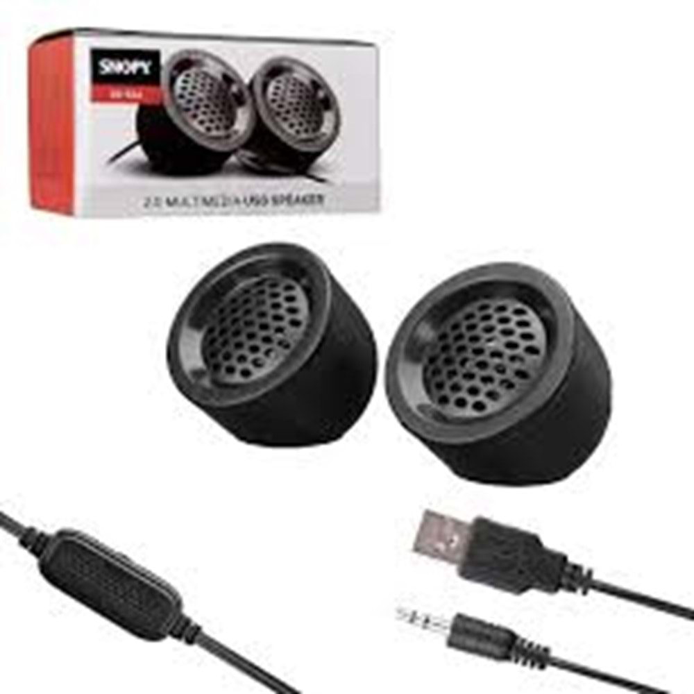 Snopy SN-03A 2,0 Siyah 2Wx2 USB 1+1 Mini Multimedia Speaker