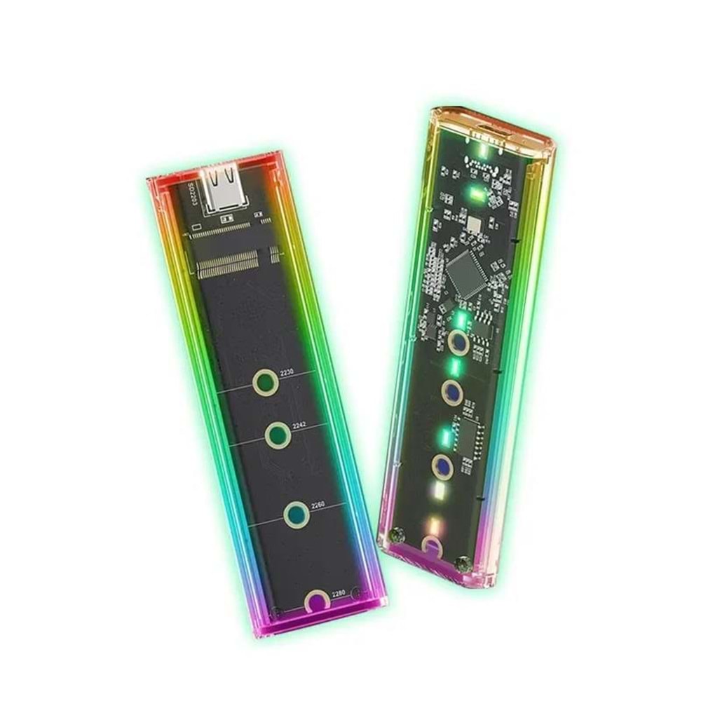 Molix MX-2001 USB 3.1 to PCI-E NVME M.2 SSD Şeffaf RGB Harddisk Kutusu