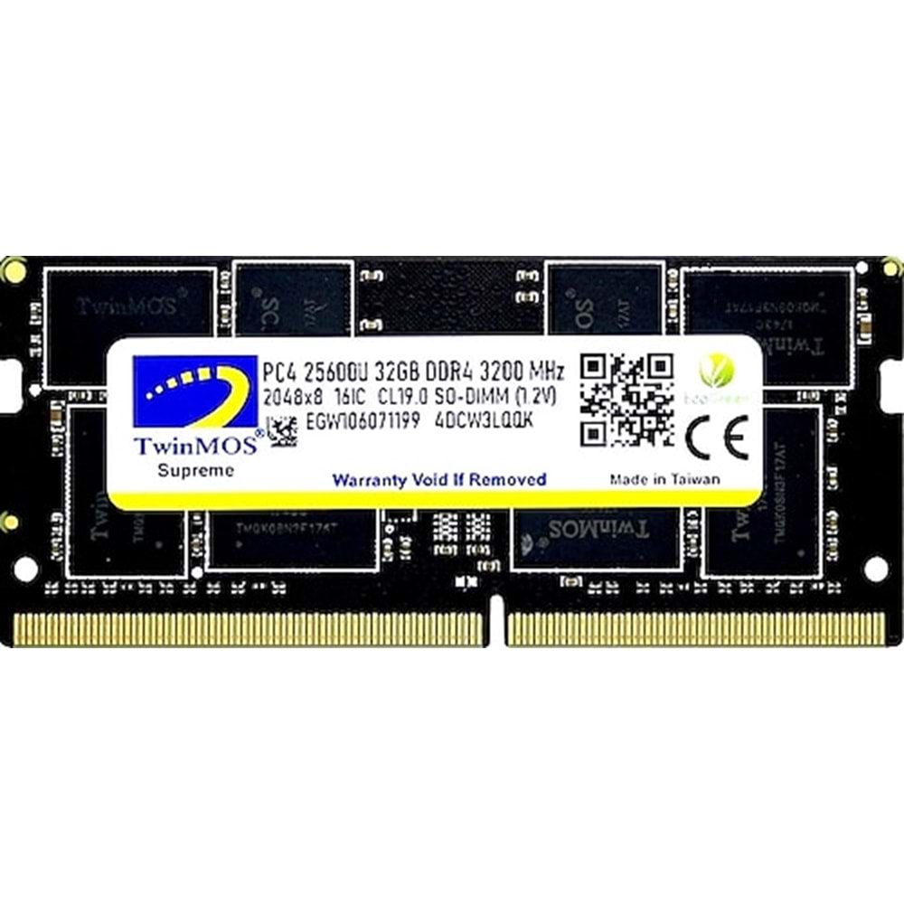 TWINMOS 32 GB DDR4 3200MHz CL22 1.2V SODIMM NOTEBOOK BELLEK RAM (MDD432GB3200N)