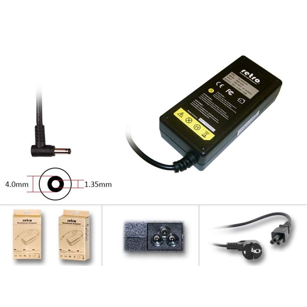 Retro RNA-AS05 Asus Zenbook UX21A Uyumlu 19V 3.42A 65W 4,0*1,35 Notebook Adaptörü