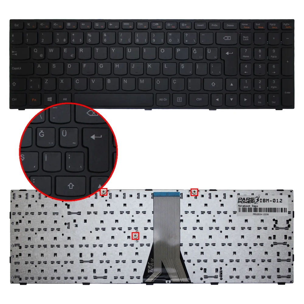 Retro NBKL606BTR Lenovo G570 Uyumlu Siyah Notebook Klavyesi