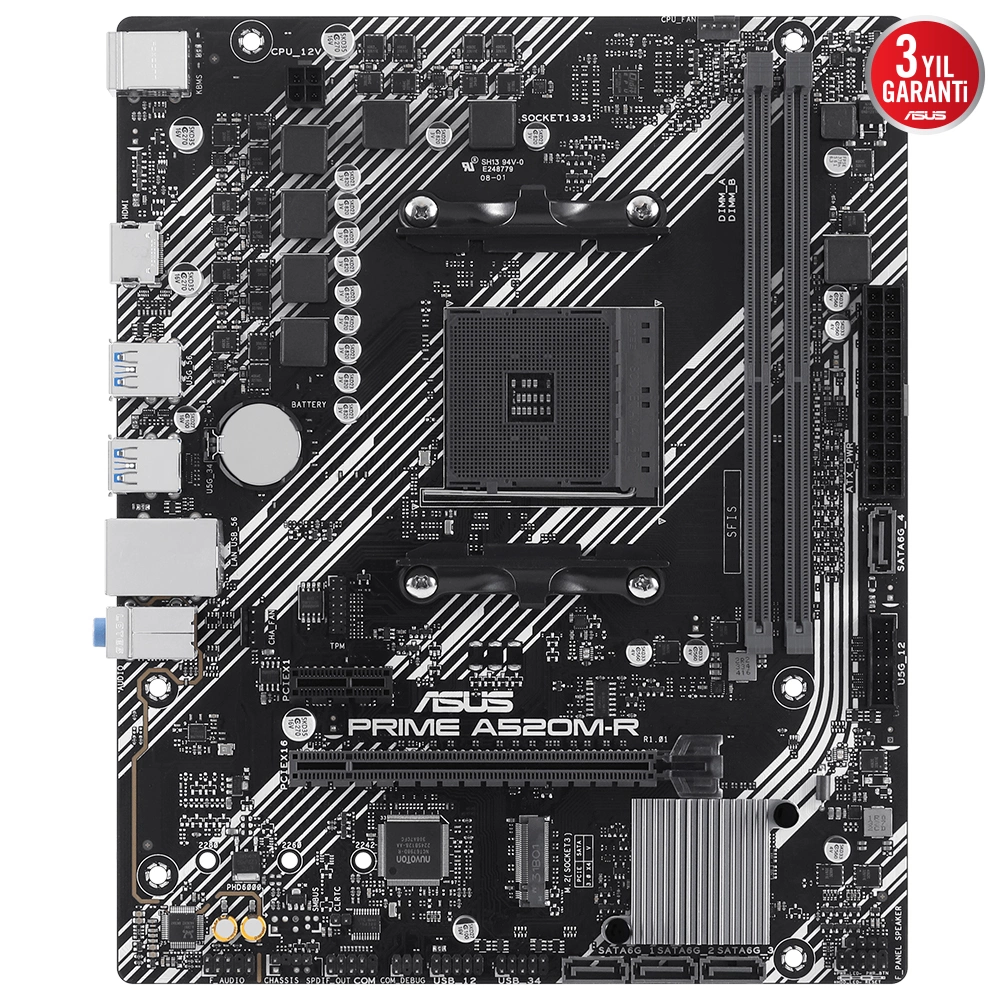 Asus Prime A520M-R AM4 DDR4 1XM.2 4XUSB3.0 2XUSB2.0 1XHDMI 5100MT/s Anakart