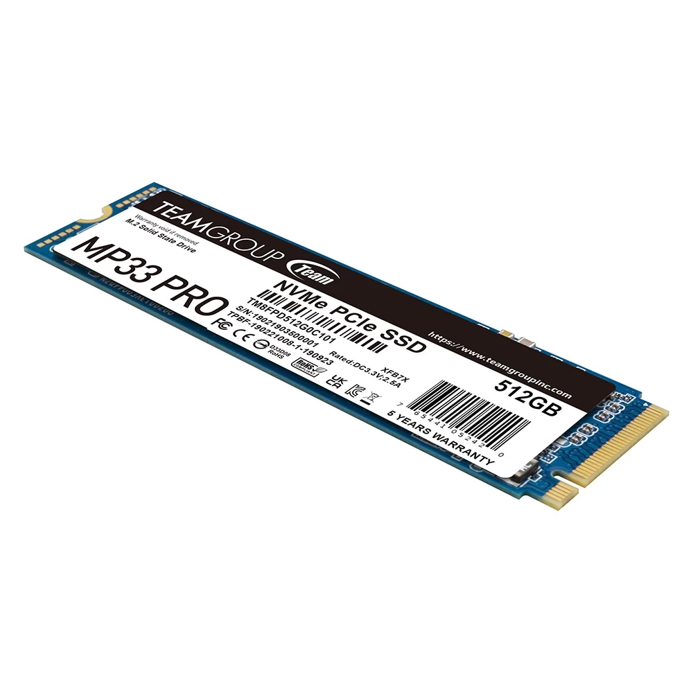 Team Group MP33 PRO 512GB 2100/1700MB/S PCIE3.0 M.2 NVME NAND SSD Disk (TM8FPD512G0C101)