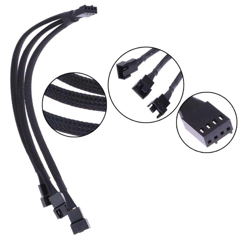 Alfais 4303 1xIN 3xOUT 4Pin Y PWM Fan Çoklayıcı Splitter Kablosu