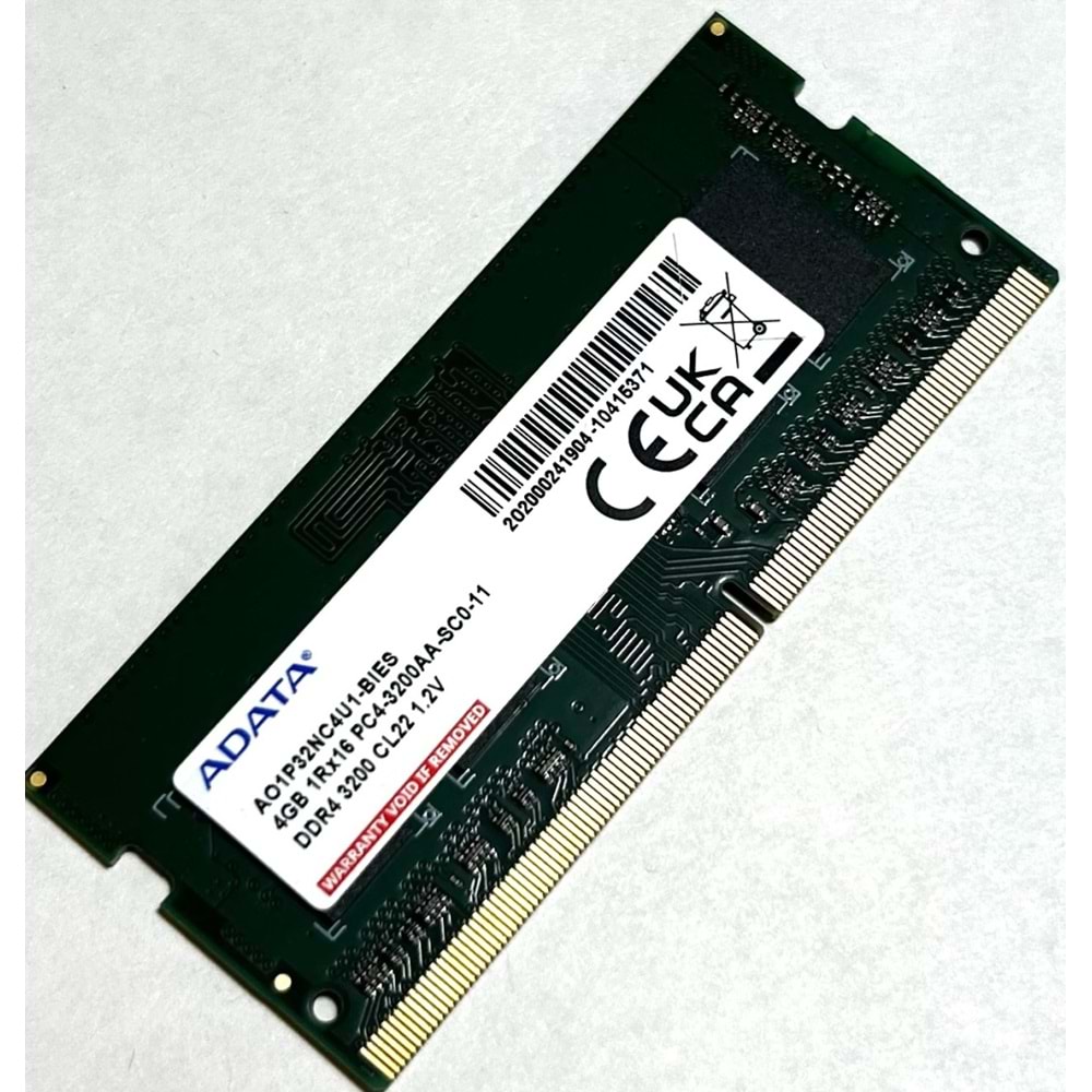Adata 4GB DDR4 3200MHZ SODIMM 1.2V Notebook Bellek Ram (A01P32NC4U1-BIES)