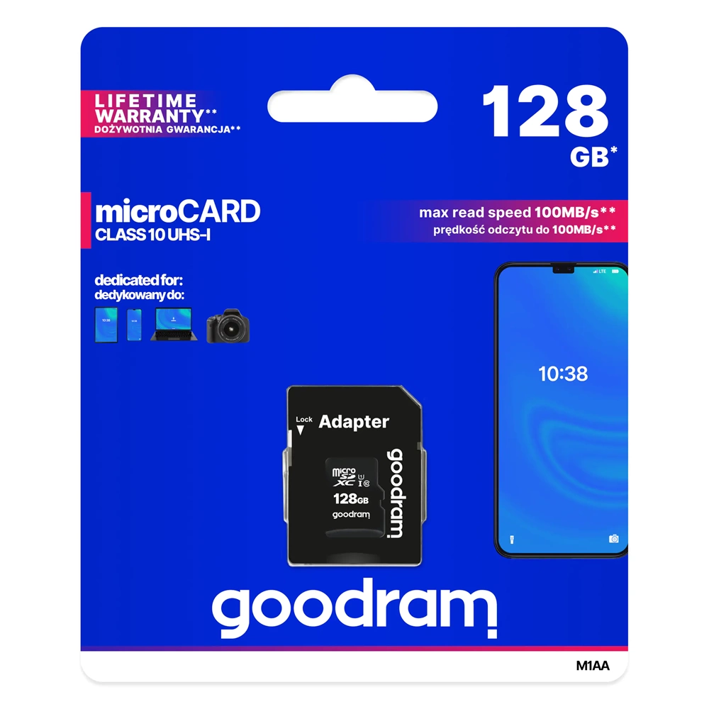 Goodram 128GB CLASS10 UHS-I U1 Micro SD Hafıza Kartı (MSD-M1AA-1280R12-128GB)