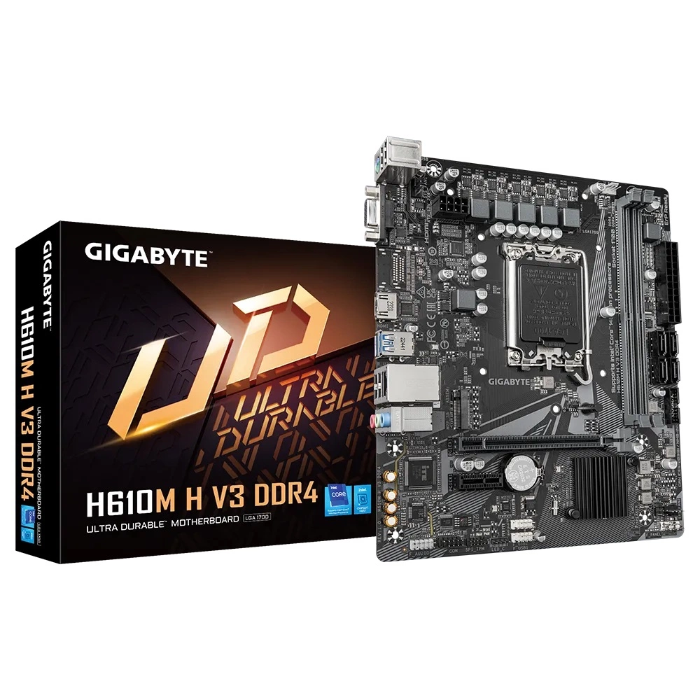 Gigabyte H610M H V3 1700P DDR4 3200MHZ M2 NVME PCIE 1XVGA 1XHDMI MATX Gaming Oyuncu Anakartı