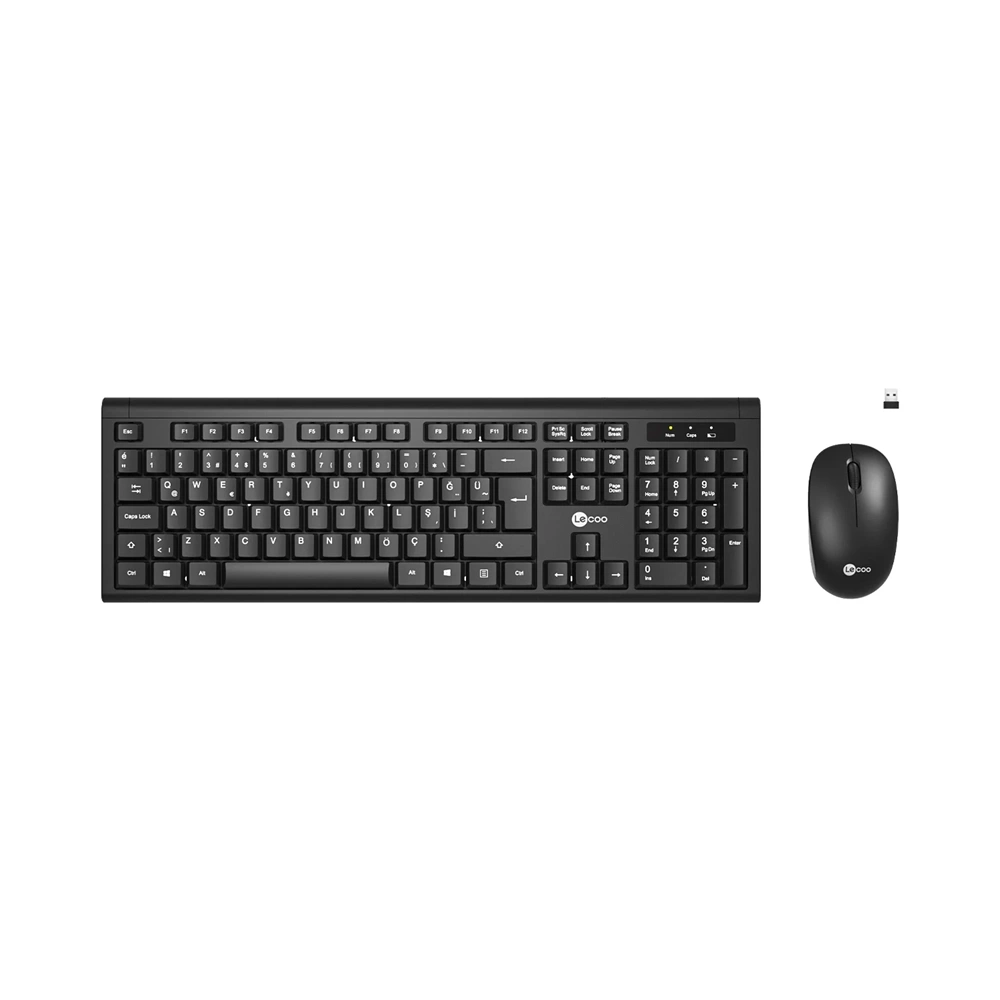 Lenovo Lecoo KW200 2.4GHZ Kablosuz Türkçe Q Siyah Klavye ve Mouse Set