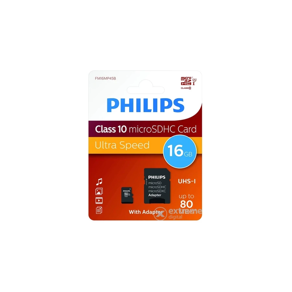 Philips Ultra Speed 16GB CLASS10 U1 V10 UHS-I Adaptörlü Micro SD Hafıza Kartı (FM16MP45B/00)