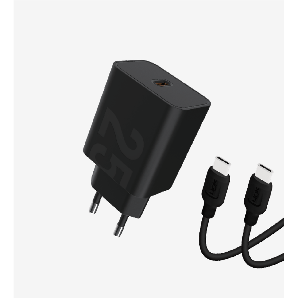 Linktech LCT-T459E 25W 5V 3A 1xTYPE-C QC4.0 Telefon Şarj Adaptörü + TYPE-C to TYPE-C Hızlı Şarj ve Data Kablosu