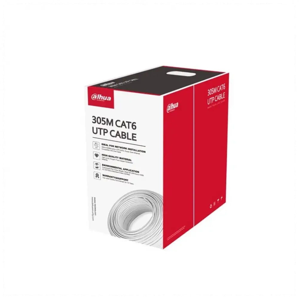 Dahua DH-PFM923I-6UN-C 305M CAT6 23AWG 0.53MM Halojen Free %100 Saf Bakır Yanmaz Beyaz Patch Kablo