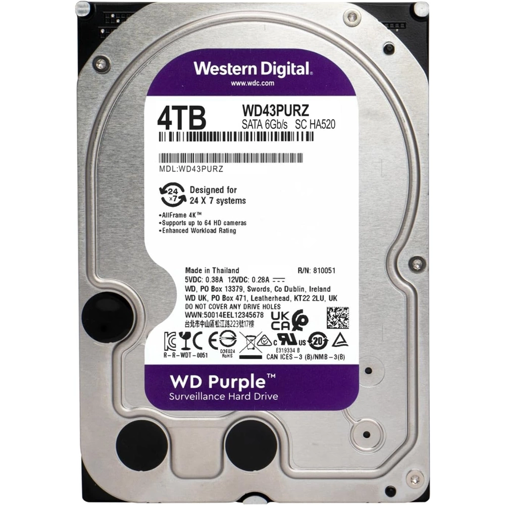 Western Digital Purple 4TB 5400RPM 128MB SATA3 7/24 3.5