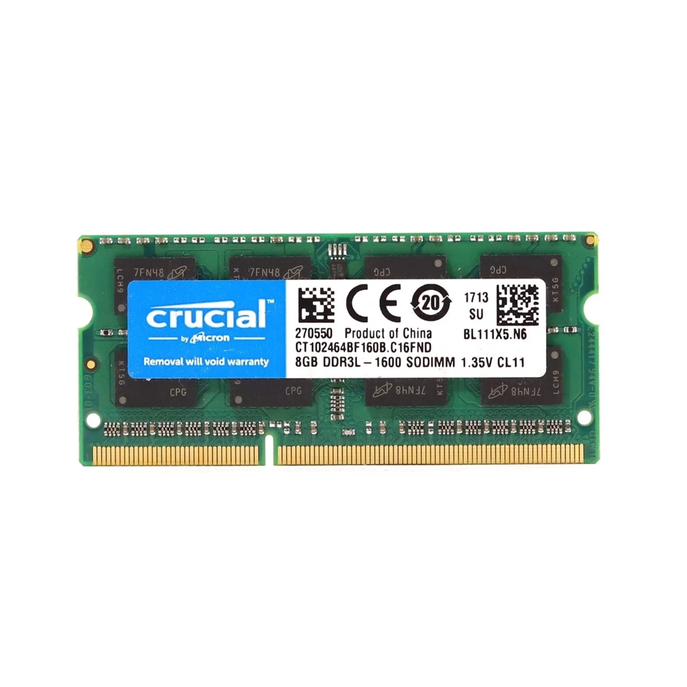 Crucial 8GB DDR3 1600MHZ 1.35V CL11 SODIMM Notebook Bellek Ram (CT102464BF160B.M16FP)