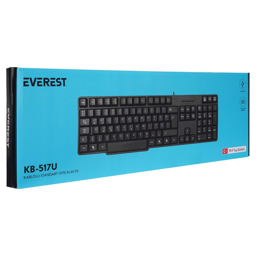 Everest KB-517U Siyah 2M Kablolu USB Q Klavye