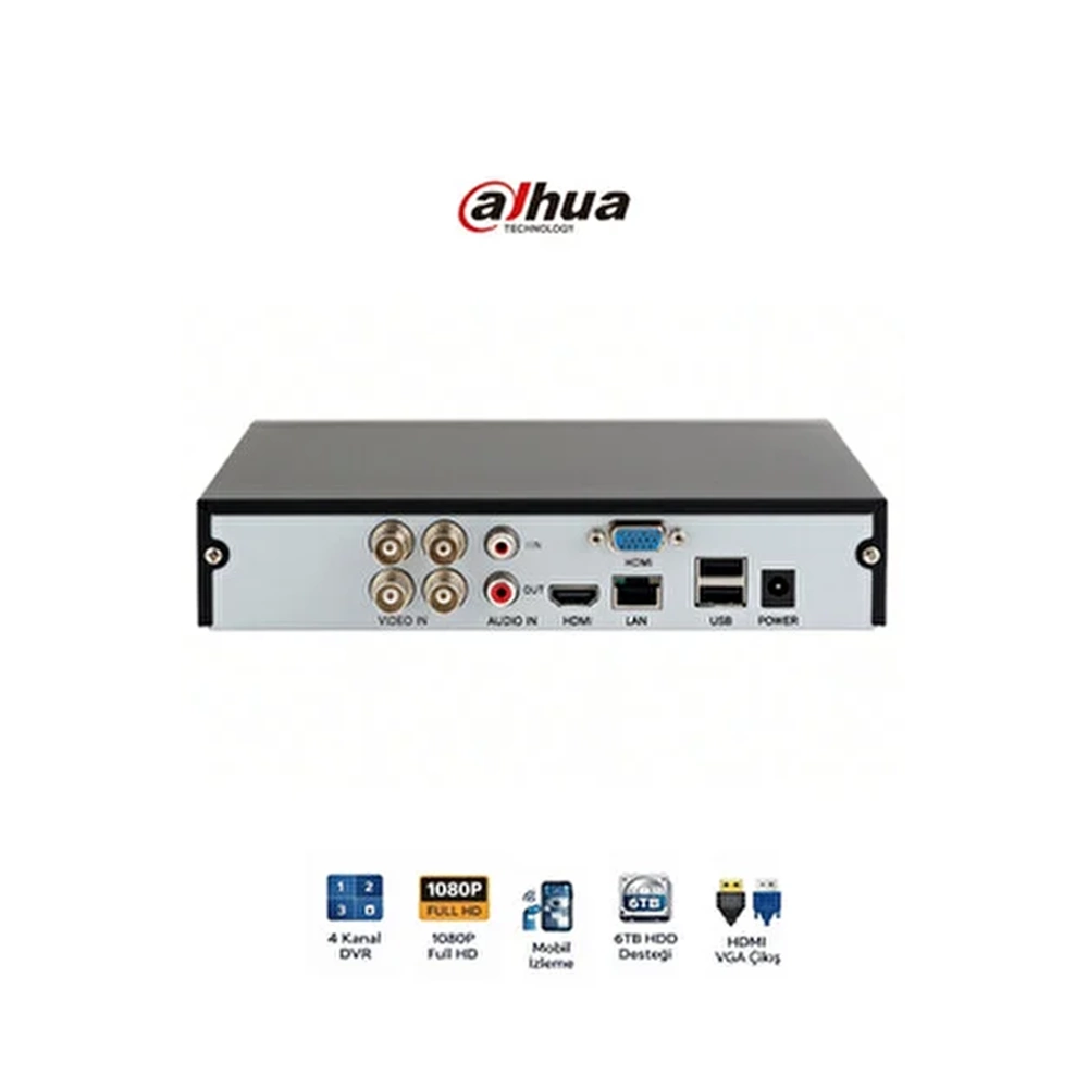 Dahua DH-XVR1B04-I/T 4Kanal HDMI/VGA 2xUSB 1x6TB SATA XVR DVR Kayıt Cihazı