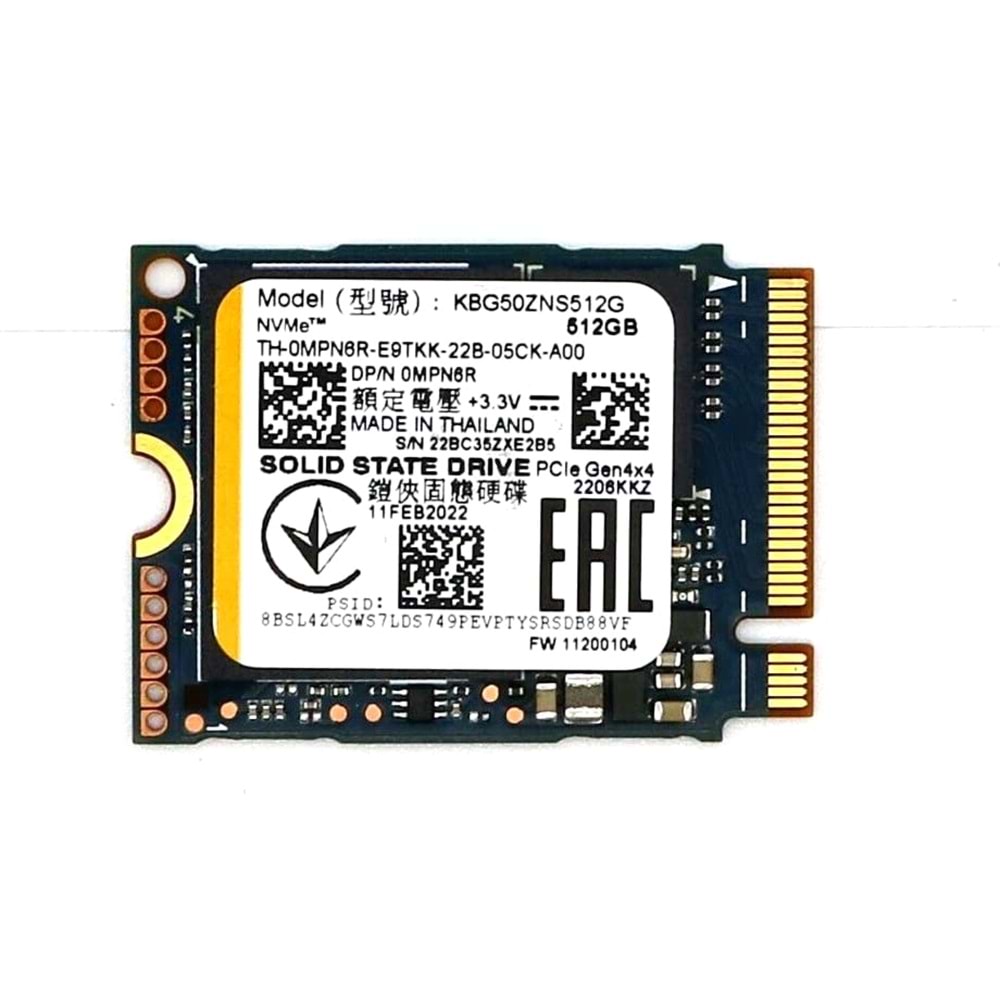 Kioxia BG5 256GB GEN4 3400/1900MB/S 2230 Nvme M.2 SSD (KBG50ZNS256G) (KUTUSUZ)