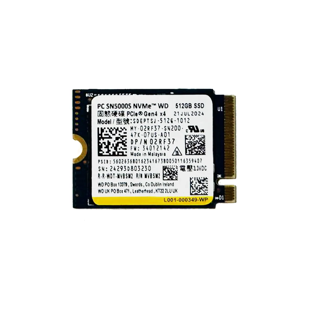 Western Digital SN5000S 512GB GEN4 Nvme M.2 SSD (SDEPTSJ-512G-1012) (KUTUSUZ)