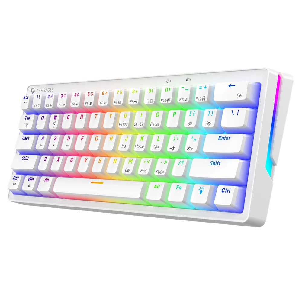 Gameagle Poseıdon US Anti-Ghosting Red Switch %60 RGB Beyaz Gaming Oyuncu Klavyesi