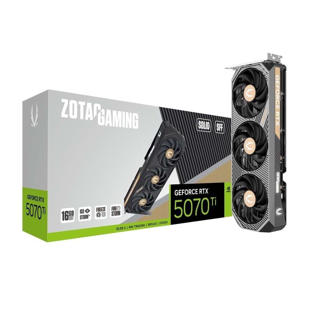 Zotac Gaming Solid SFF Geforce RTX5070TI 16GB GDDR7 256BIT DLSS4 Gaming Oyuncu Ekran Kartı (ZT-B50710D3-10P9)
