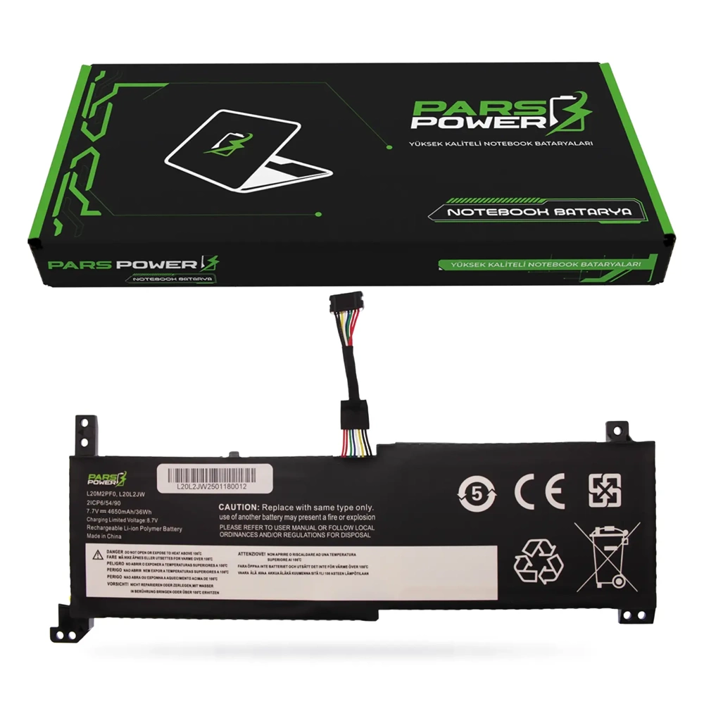 ParsPower L20L2JW Lenovo IdeaPad L20L2PF0 , L20C2PF0 Uyumlu Siyah Notebook Bataryası