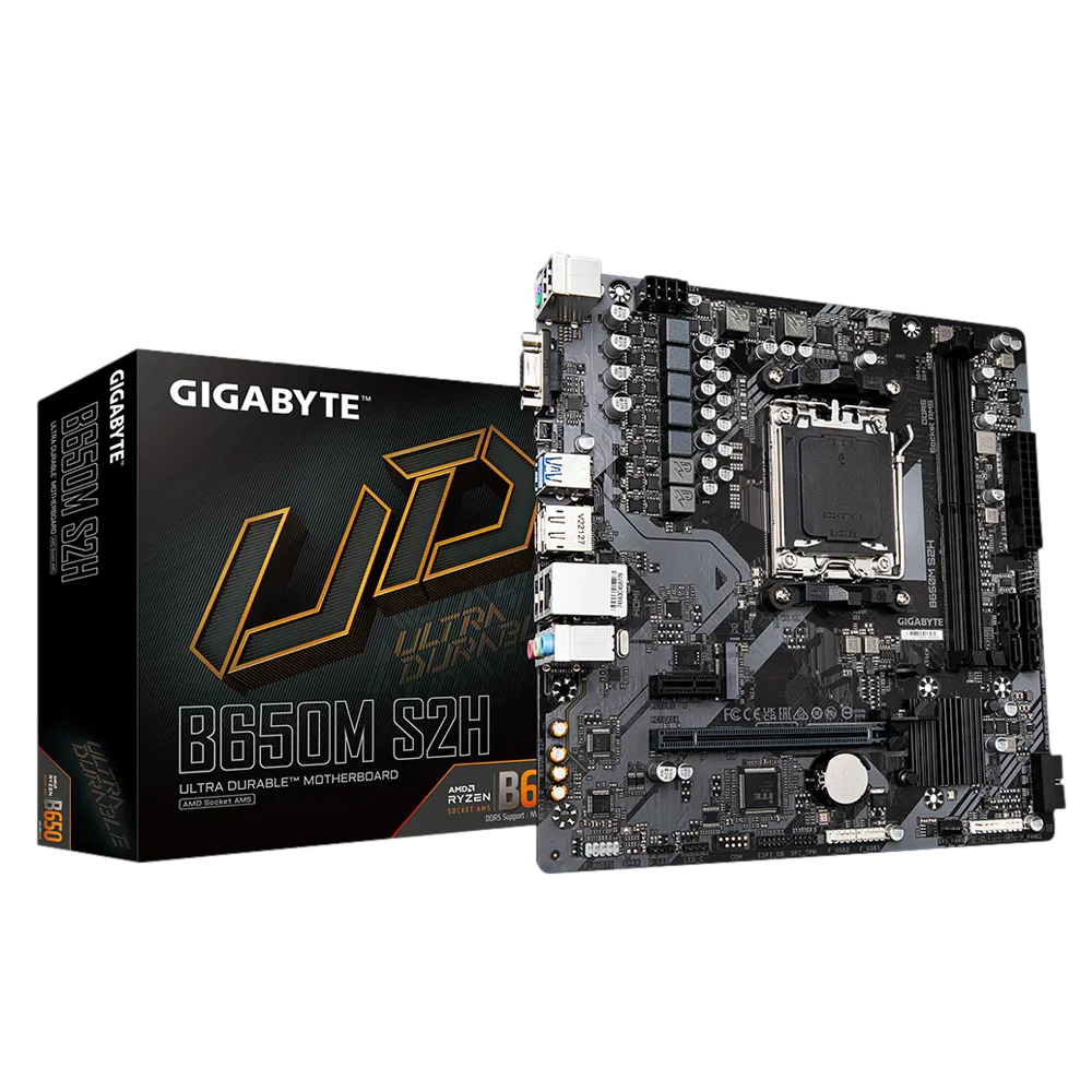 Gigabyte B650M S2H AM5 DDR5 6400MHZ(OC) M.2 NVME HDMI+DP D-SUB MATX Anakart