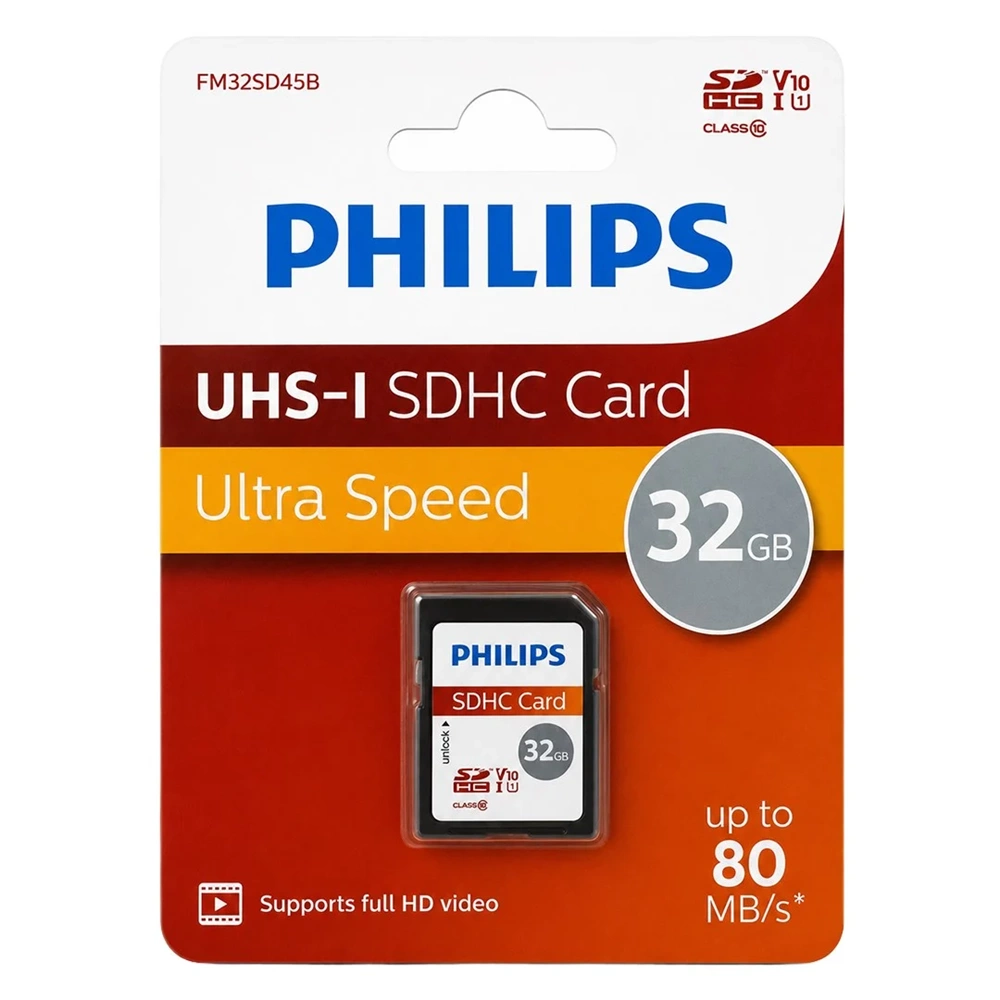 Philips Ultra Speed 32GB UHS-I V10 U1 SD HC CLASS10 80MB/S SD Hafıza Kart (FM32SD45B/00)