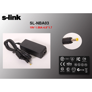 S-Link SL-NBA03 30W 19V 1,58A 4,8*1,7 Hp Netbook Standart Adaptör