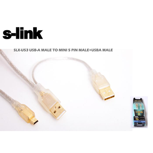 S-Link SLX-U53 USB 2*AM+USB 5 Pin Kablo