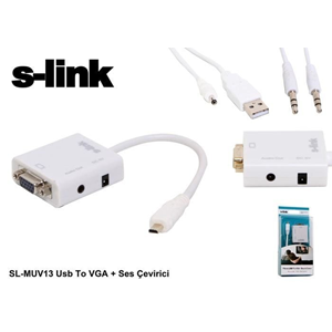 S-Link SL-MUV13 Micro Usb - Vga+ Ses Çevirici