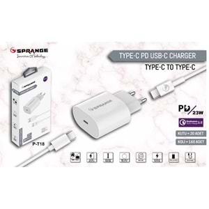 Sprange P-T18 Hızlı Şarj 23W 5V3A Type-C USB-C Şarj Aleti