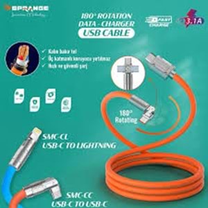 Sprange SMC-CL TYPE-C to Lightning 3,1A 180 Derece Dönebilen Şarj Ve Data Kablosu