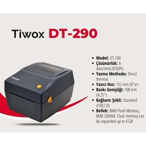 Tiwox DT-290 Direkt Termal USB Barkod Yazıcı