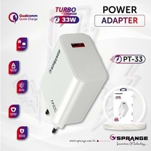 SPRANGE Pt-33 Turbo Ultra Hızlı Şarj 33w Usb Şarj Aleti