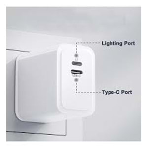 Sprange PLT-27 USB-L/USB-C 18W-27W Type-C-Lightning Kablo Dahil Şarj Adaptörü